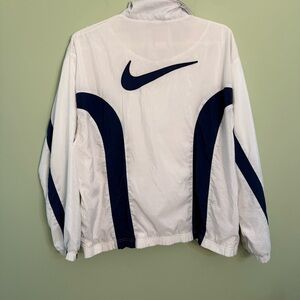 Vintage RARE Nike 90’s men’s White Blue Jacket XXL windbreaker big swoosh Y2K